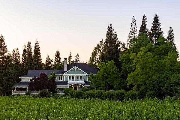 View of Duckhorn Vineyards Estate at dusk.